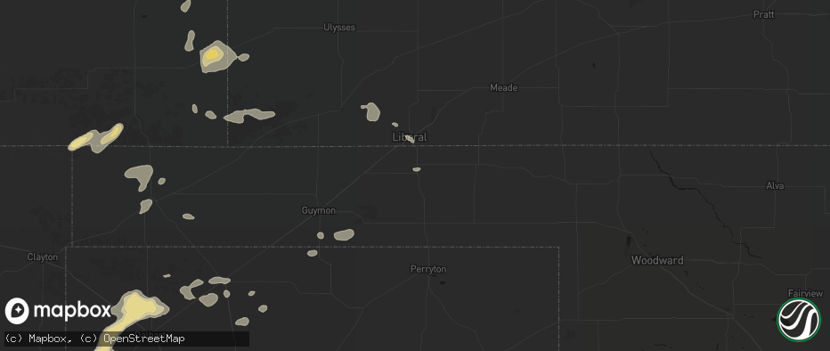Hail map in Turpin, OK on May 21, 2026