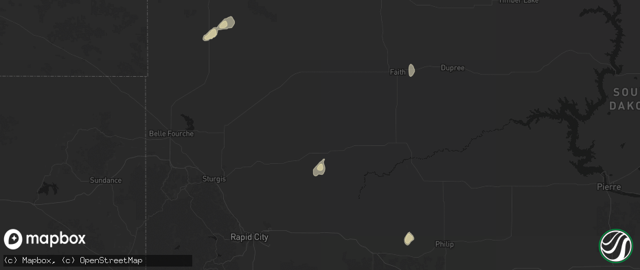 Hail map in Union Center, SD on May 21, 2026
