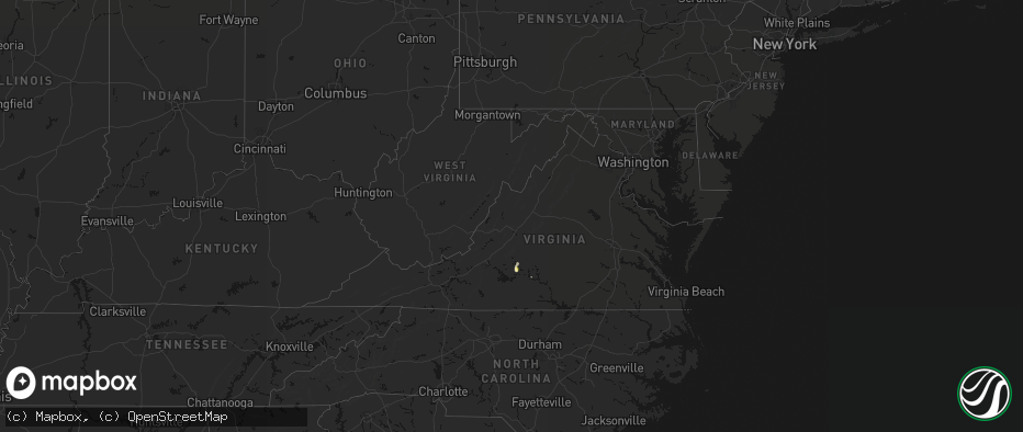 Hail map in Virginia on May 21, 2026
