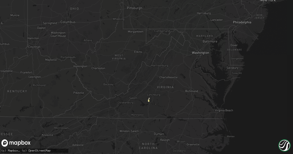 Hail map in Virginia on May 21, 2026