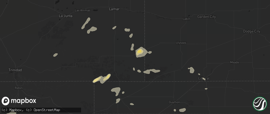 Hail map in Walsh, CO on May 21, 2026