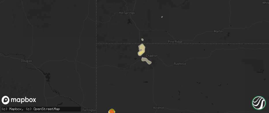 Hail map in Whitney, NE on May 21, 2026