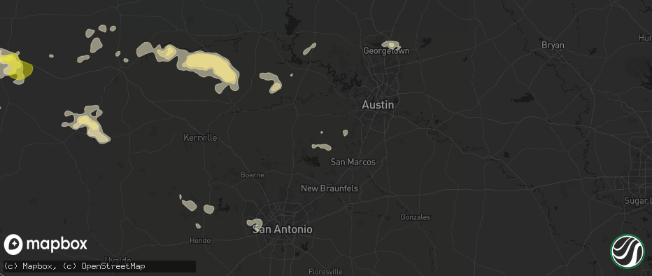 Hail map in Wimberley, TX on May 21, 2026