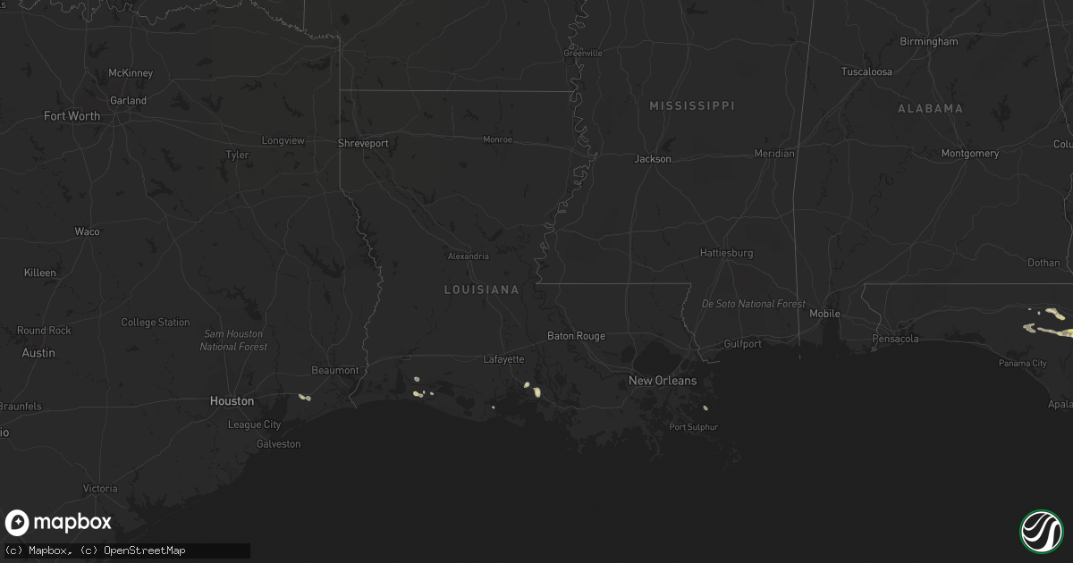 Hail map in Louisiana on May 22, 2012