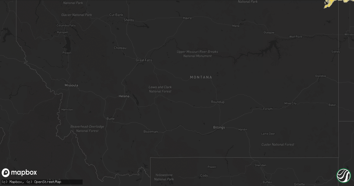 Hail map in Montana on May 22, 2012