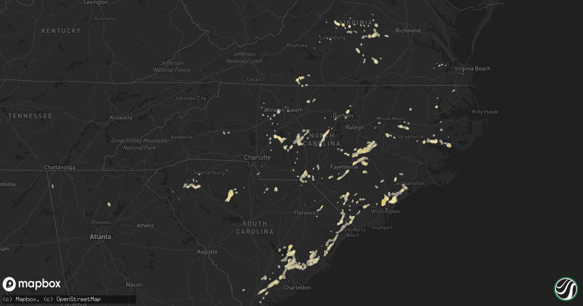 Hail map in North Carolina on May 22, 2012