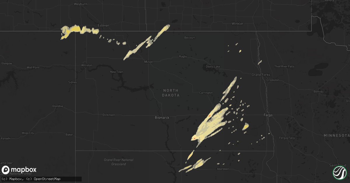 Hail map in North Dakota on May 22, 2012