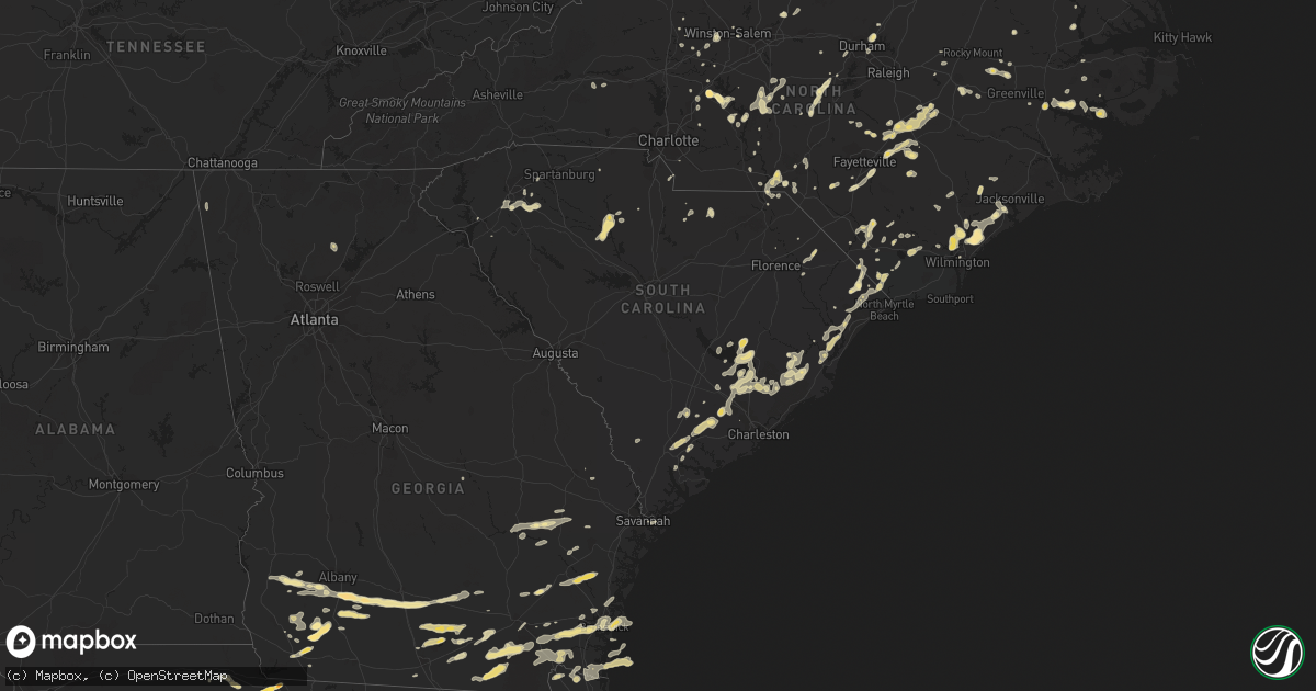 Hail map in South Carolina on May 22, 2012