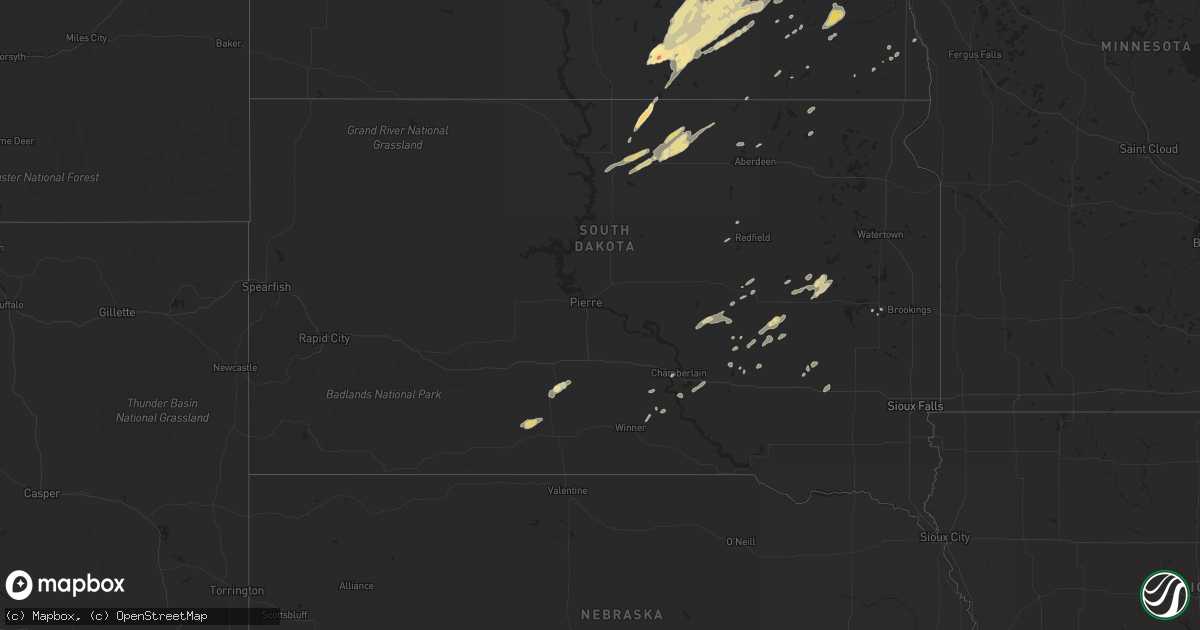 Hail map in South Dakota on May 22, 2012