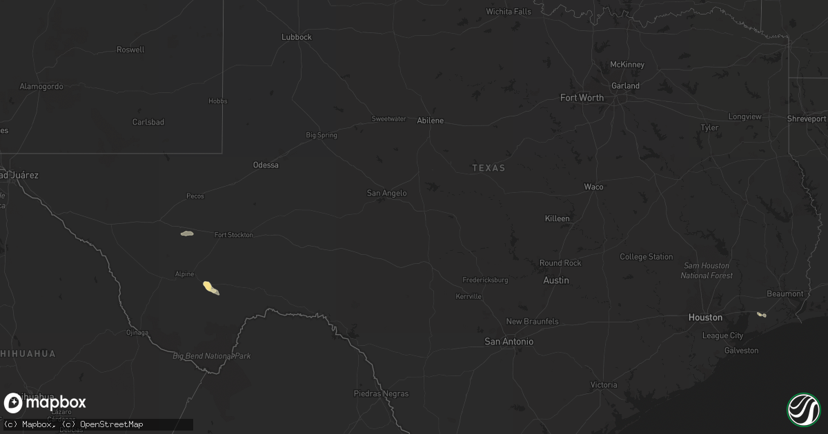 Hail map in Texas on May 22, 2012