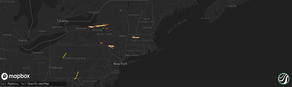 Hail map in Massachusetts on May 22, 2013