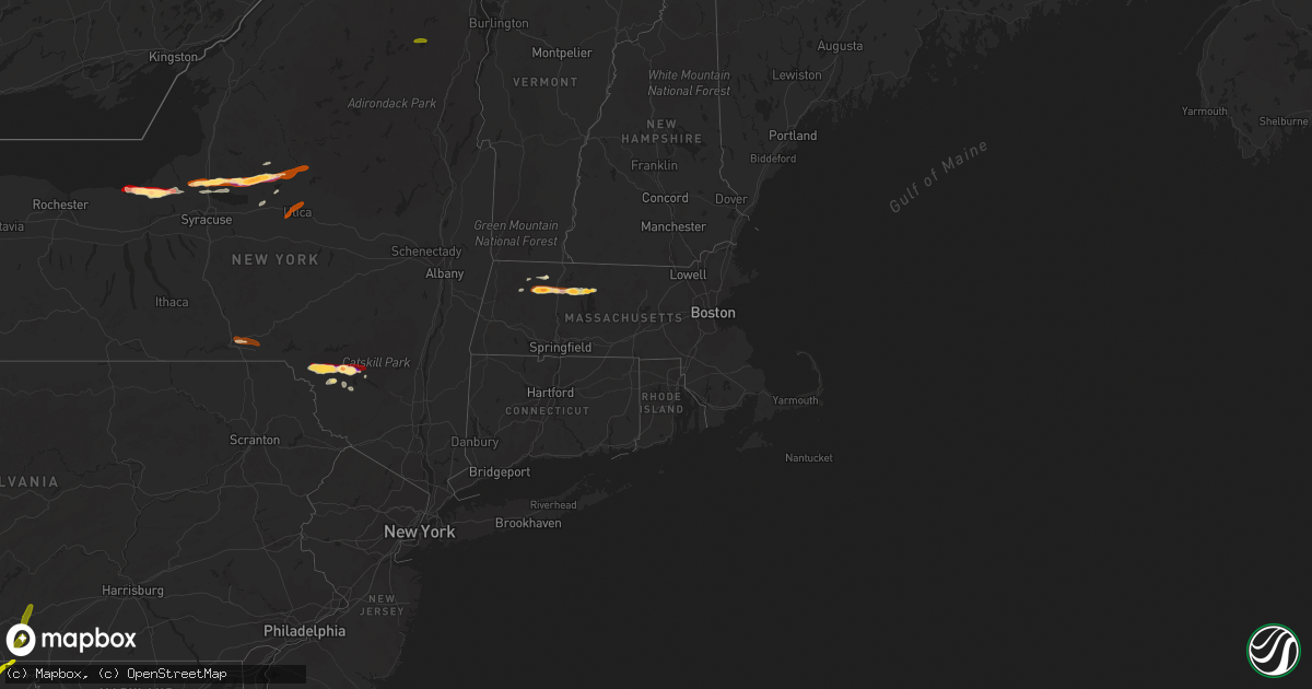 Hail map in Massachusetts on May 22, 2013