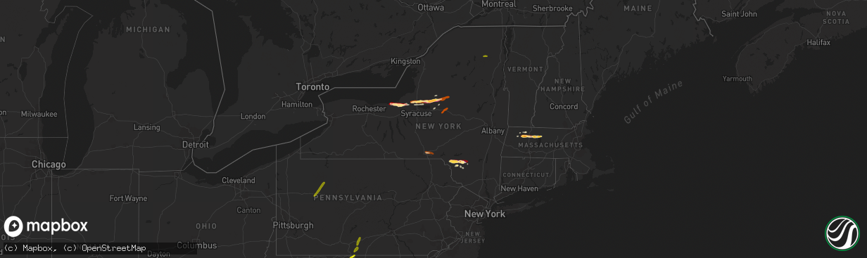 Hail map in New York on May 22, 2013