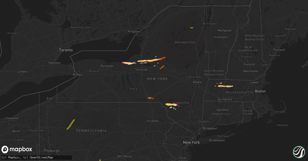 Hail map in New York on May 22, 2013