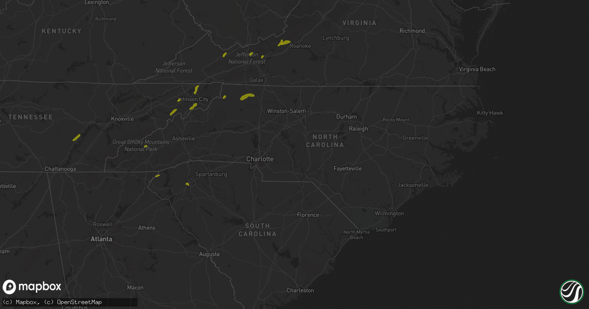 Hail map in North Carolina on May 22, 2013