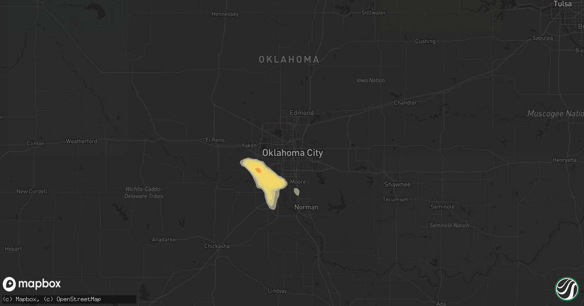 Hail map in Oklahoma City, OK on May 22, 2013
