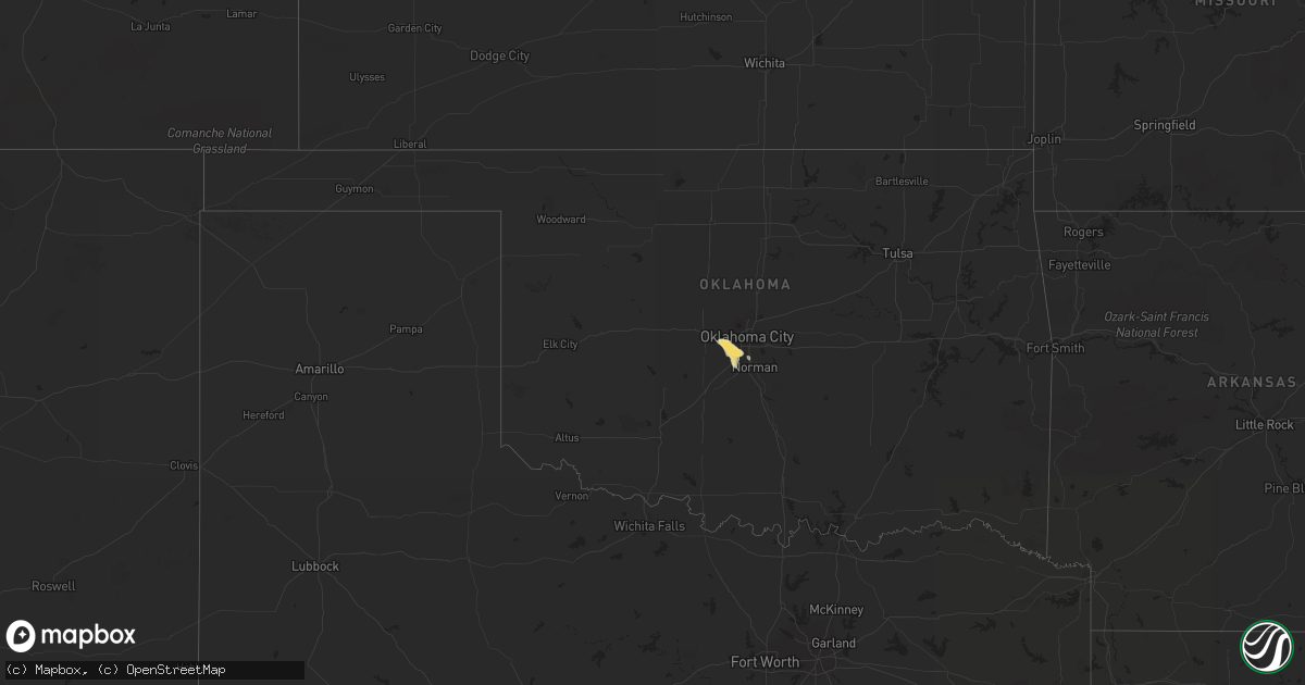Hail map in Oklahoma on May 22, 2013