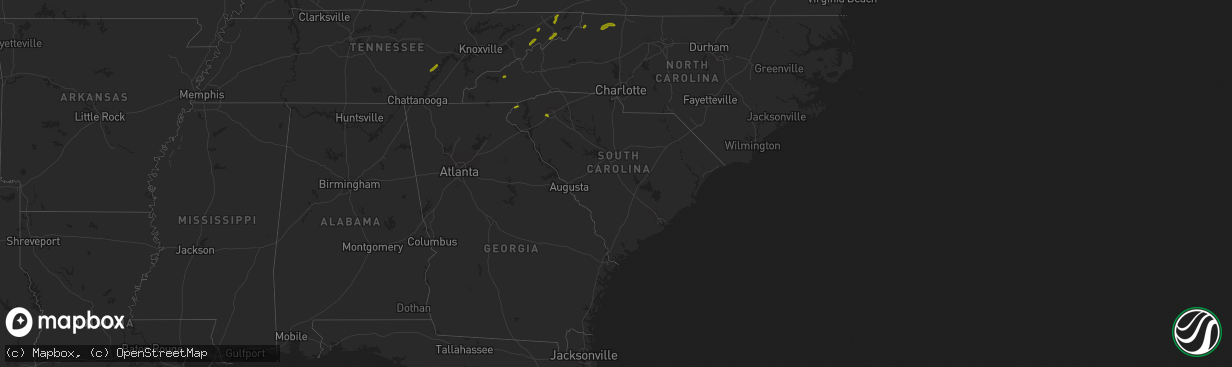 Hail map in South Carolina on May 22, 2013