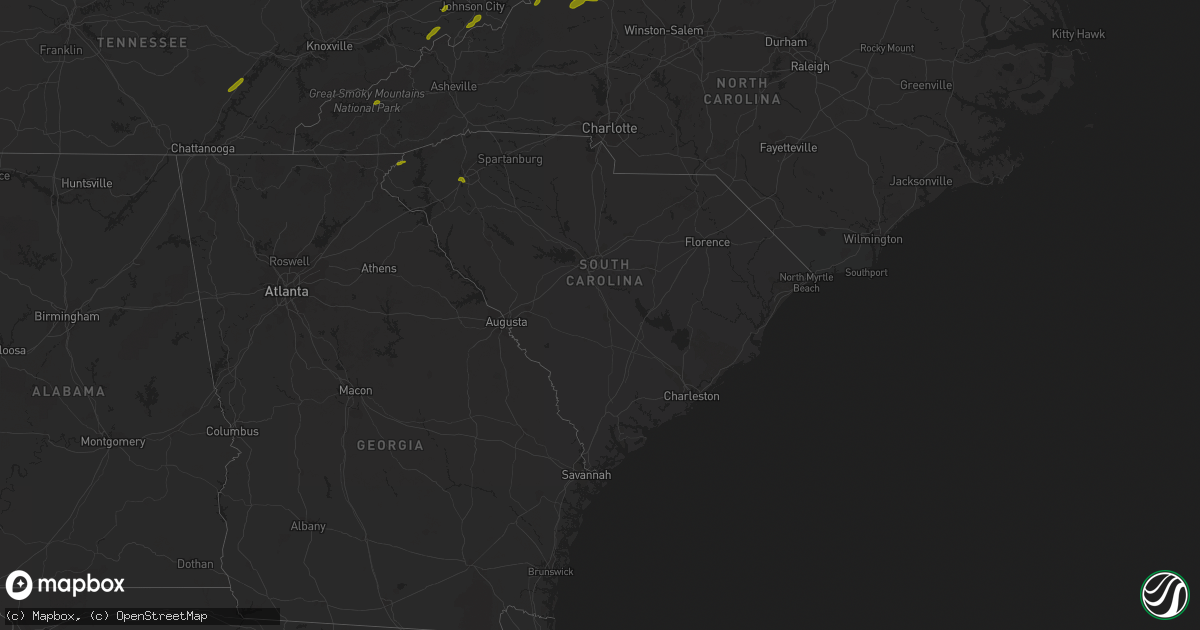 Hail map in South Carolina on May 22, 2013