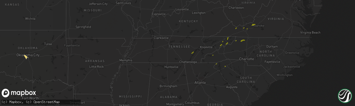 Hail map in Tennessee on May 22, 2013