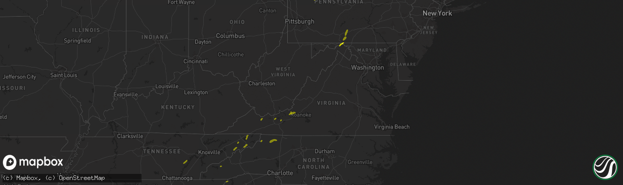 Hail map in Virginia on May 22, 2013