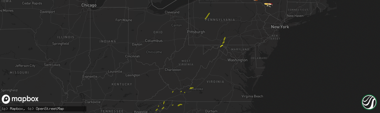 Hail map in West Virginia on May 22, 2013