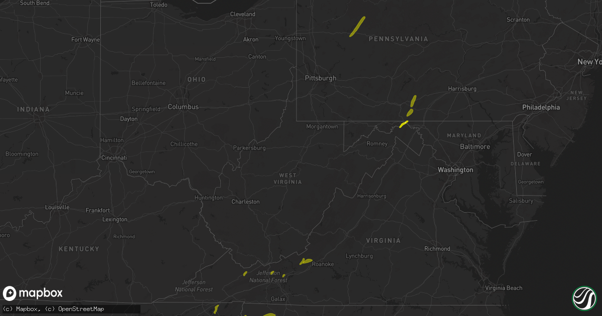 Hail map in West Virginia on May 22, 2013