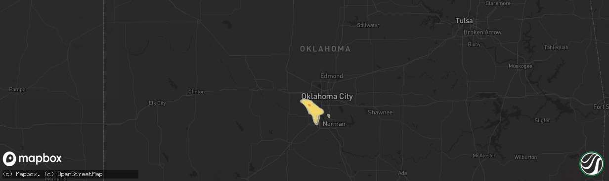 Hail map in Yukon, OK on May 22, 2013