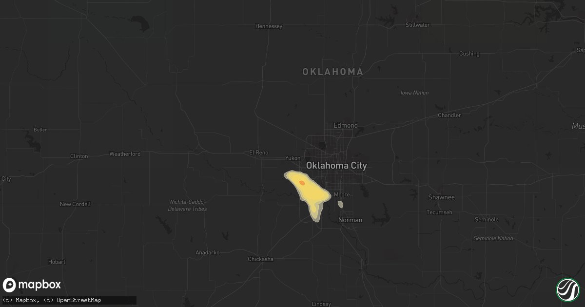 Hail map in Yukon, OK on May 22, 2013
