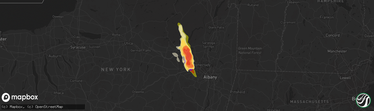 Hail map in Amsterdam, NY on May 22, 2014