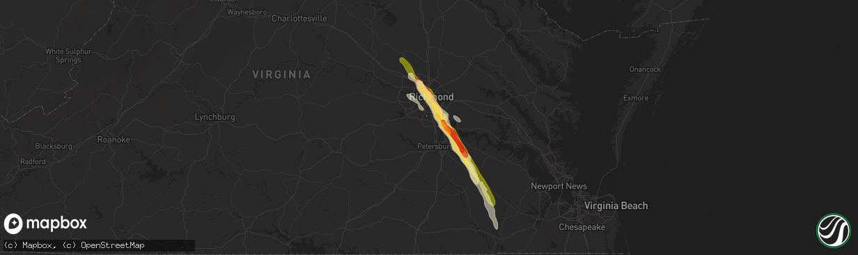 Hail map in Chester, VA on May 22, 2014