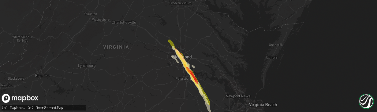 Hail map in Henrico, VA on May 22, 2014