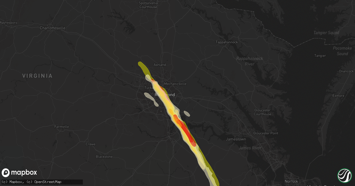 Hail map in Henrico, VA on May 22, 2014