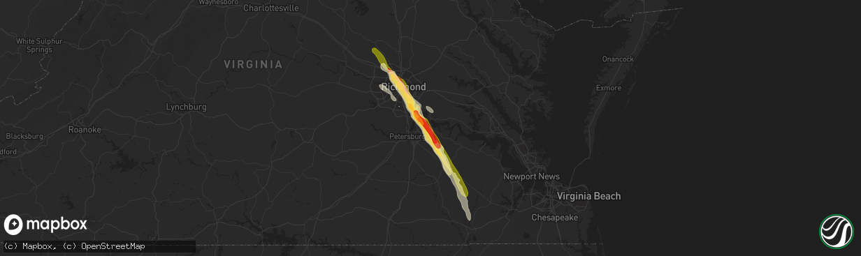 Hail map in Hopewell, VA on May 22, 2014