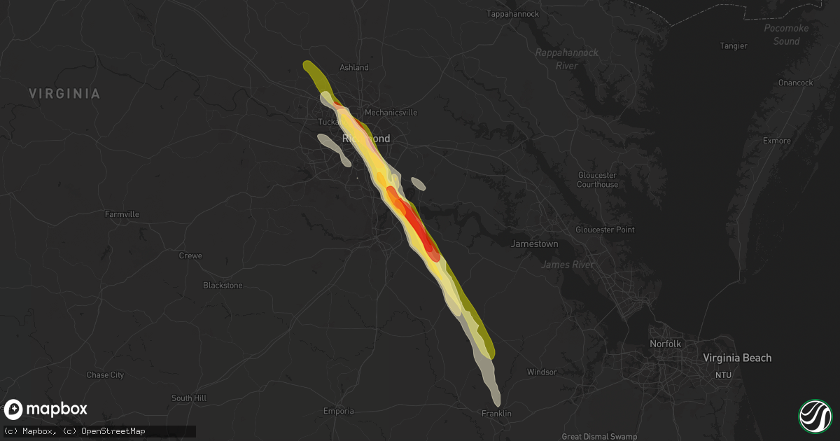 Hail map in Hopewell, VA on May 22, 2014