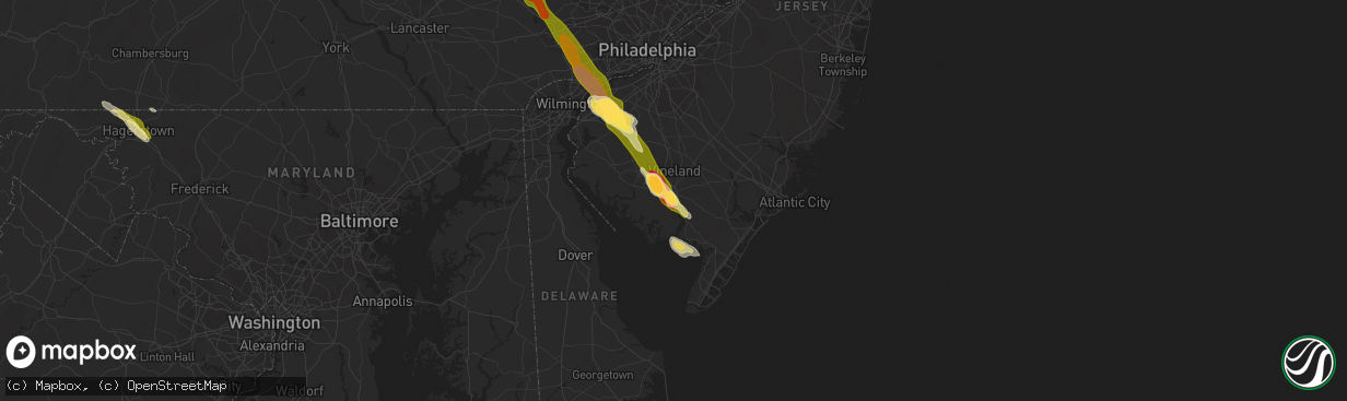 Hail map in Millville, NJ on May 22, 2014