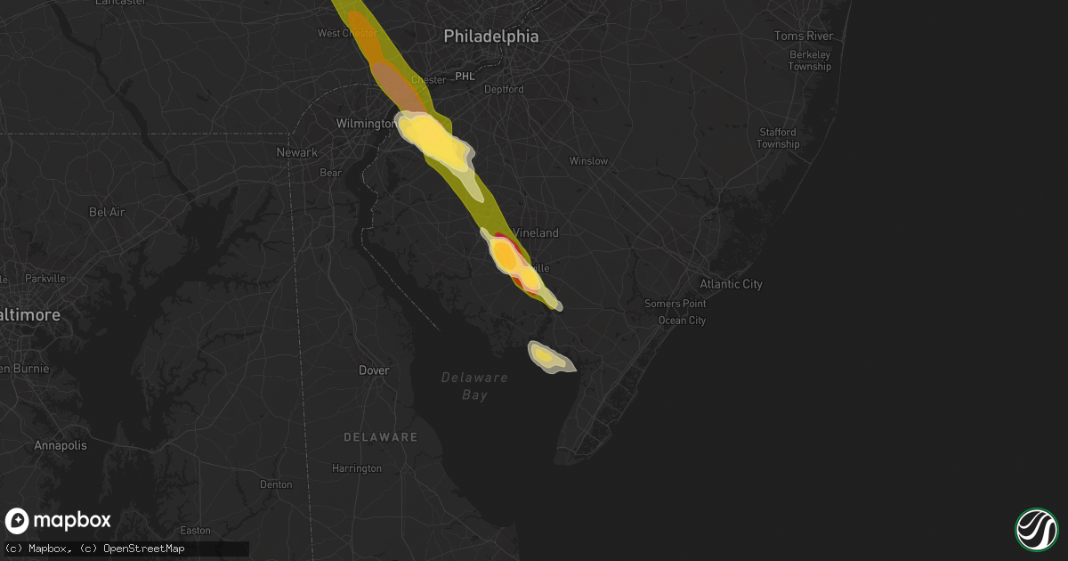 Hail map in Millville, NJ on May 22, 2014