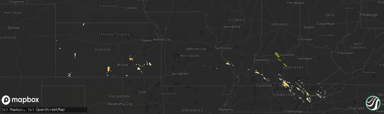 Hail map in Missouri on May 22, 2014