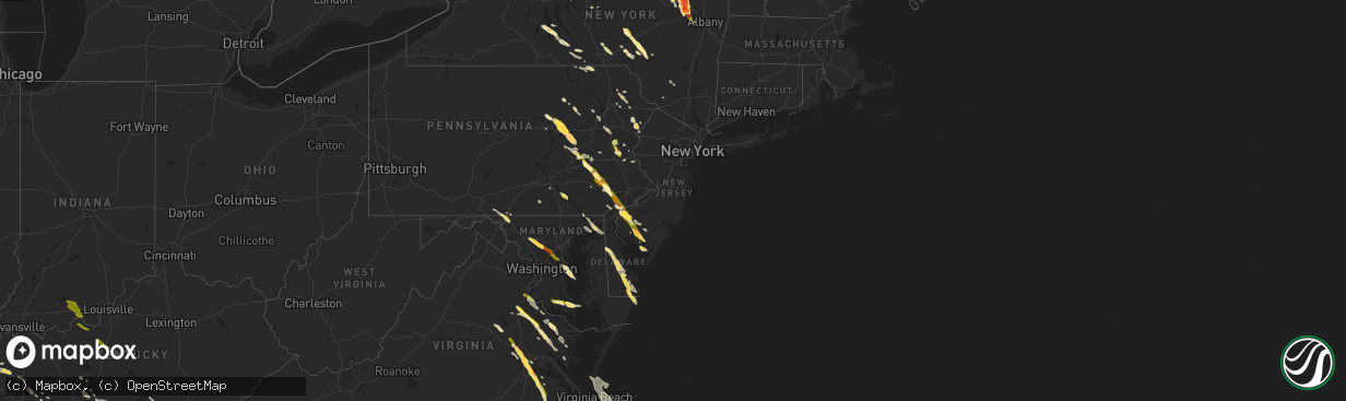 Hail map in New Jersey on May 22, 2014