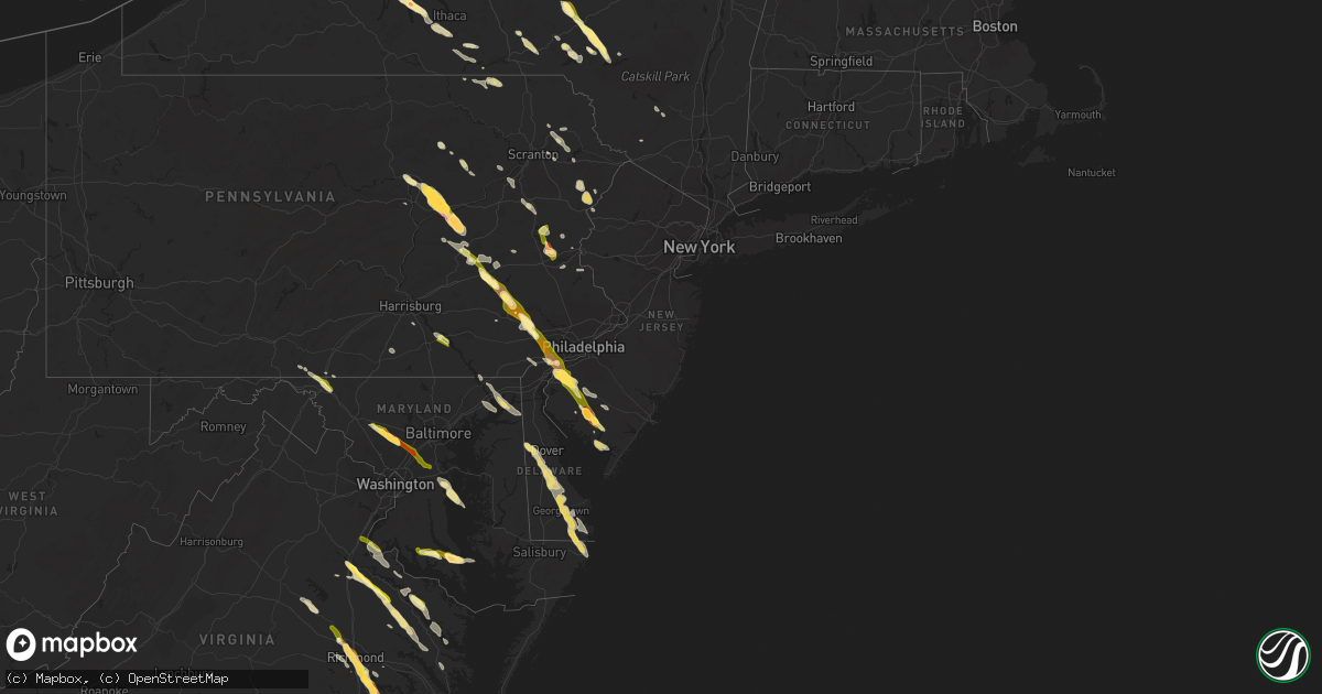 Hail map in New Jersey on May 22, 2014