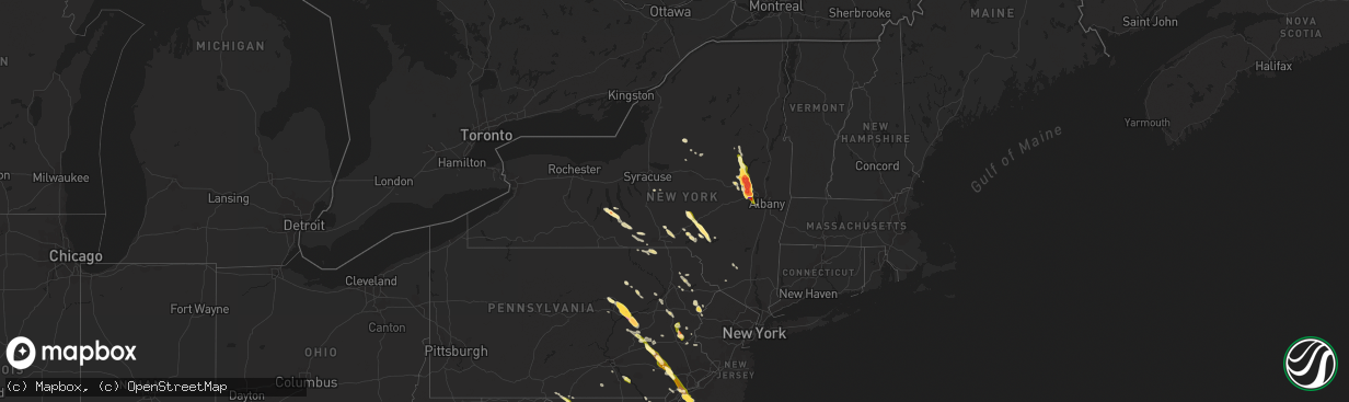 Hail map in New York on May 22, 2014