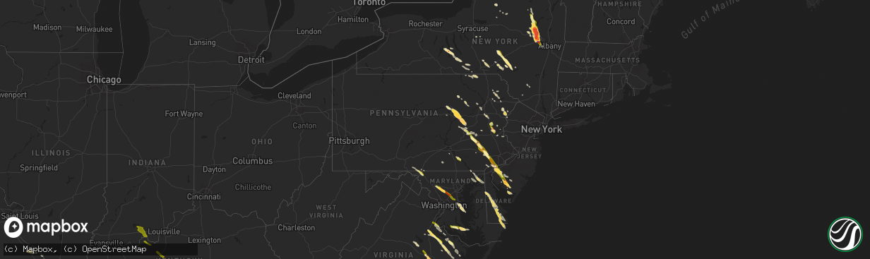 Hail map in Pennsylvania on May 22, 2014