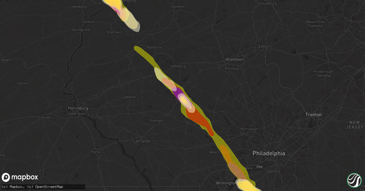 Hail map in Reading, PA on May 22, 2014