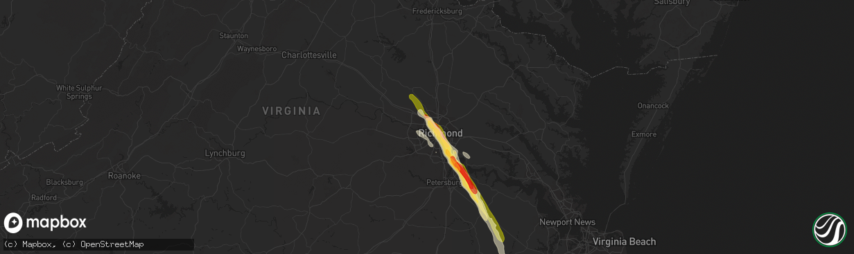 Hail map in Richmond, VA on May 22, 2014