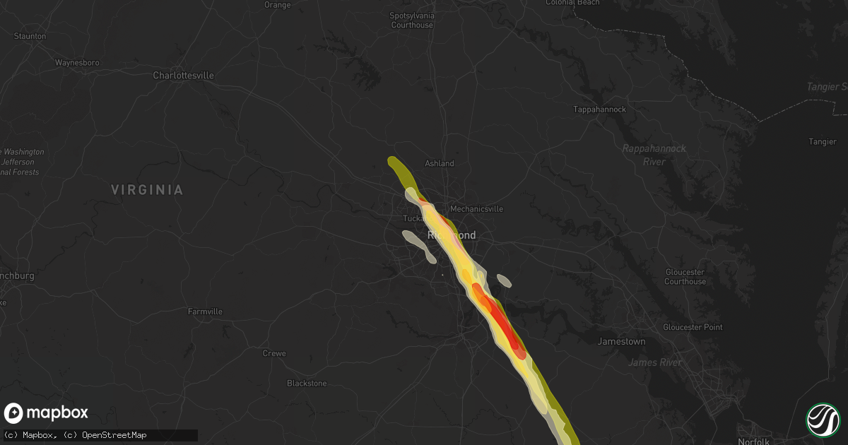 Hail map in Richmond, VA on May 22, 2014