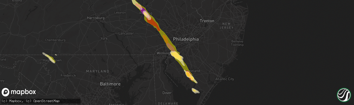 Hail map in Swedesboro, NJ on May 22, 2014