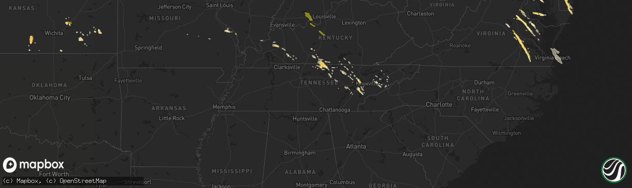 Hail map in Tennessee on May 22, 2014