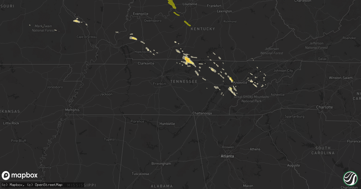 Hail map in Tennessee on May 22, 2014