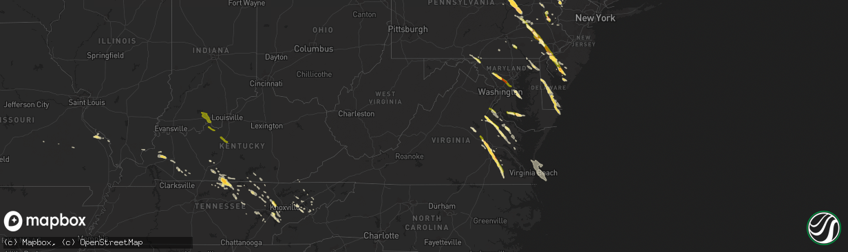 Hail map in Virginia on May 22, 2014