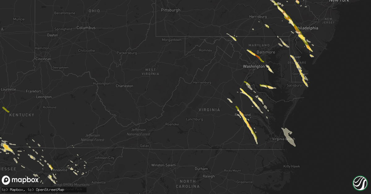 Hail map in Virginia on May 22, 2014